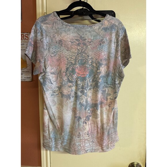 Venezia Womens Floral Graphic Short Sleeve Top Size 14/16 - Picture 5 of 6